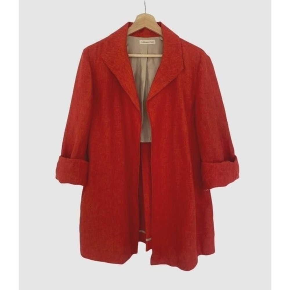 Coldwater Creek Blazer Womens 14 100% Linen Open‎ Front Pockets Size 14 - Picture 2 of 12